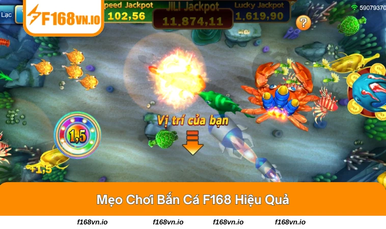 Bắn Cá F168 3 Người chơi tập trung bắn boss cá lớn trong sảnh bắn cá
