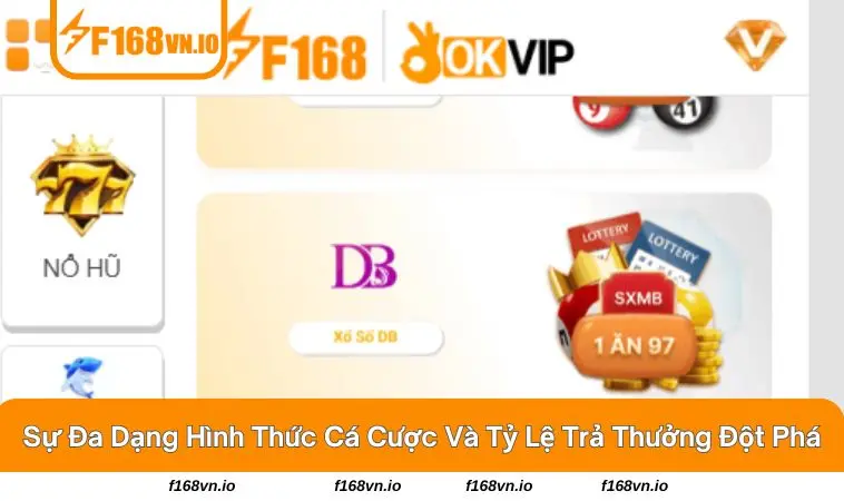 Bảng cược xổ số ba miền trên giao diện F168 